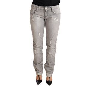 Acht Grey Distressed Straight Jeans Women Gray Jeans & Pants